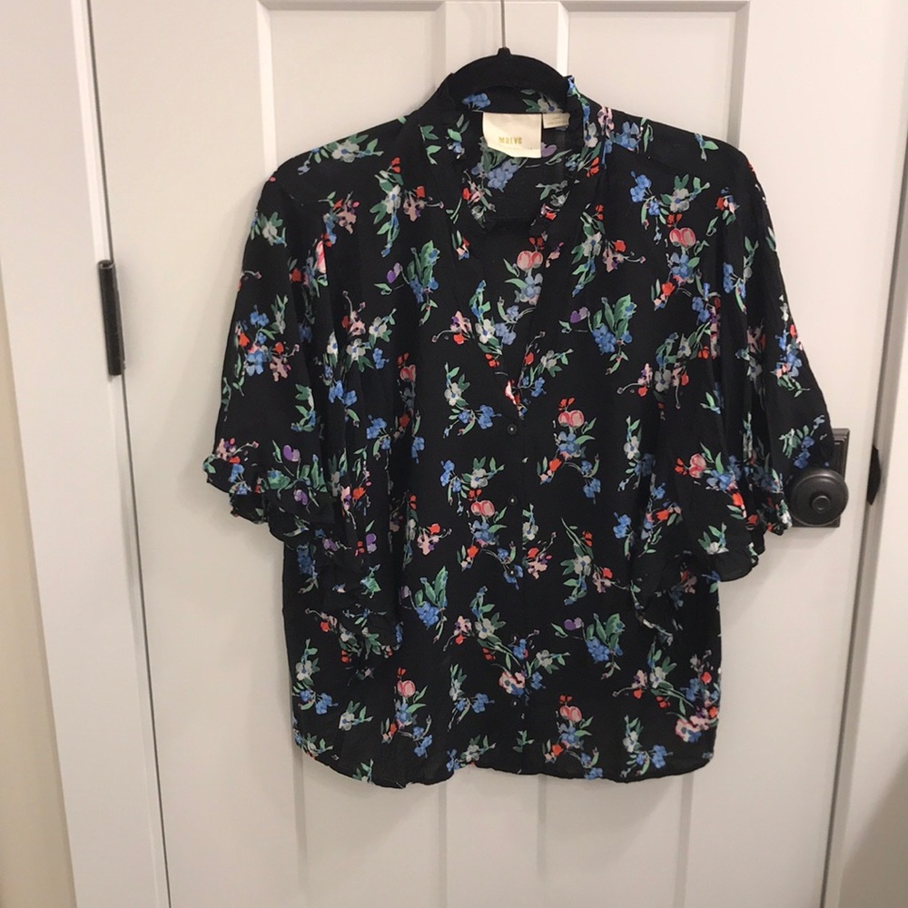 Maeve Aveiro Flutter-Sleeved Buttondown